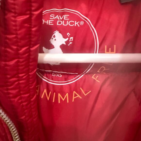 Save The Duck Women's Charlotte Vest Puffer Vest Animal Free Fiery Red Size 0 XS - Picture 6 of 8